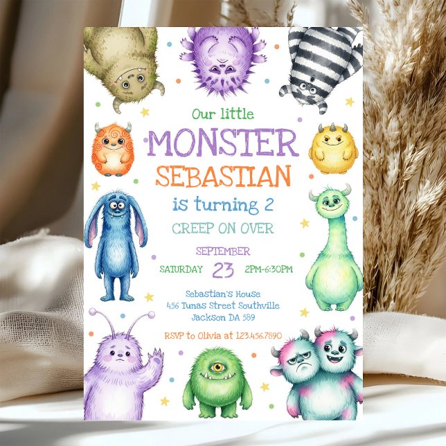 Convite de Aniversário do Pequeno Monstro (Criador carregado)