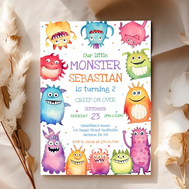 Convite de Aniversário do Pequeno Monstro (Criador carregado)