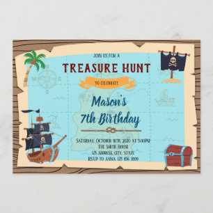 Convite de aniversário do pirata do Treasure Hunt
