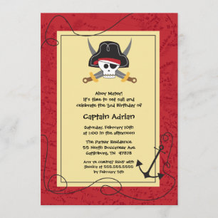 Convite de aniversário do pirata dos crossbones d