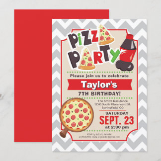 Convite de Aniversário do Pizza Party