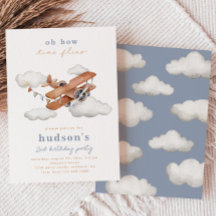 Convite de Aniversário do Plano Vintage | Avião