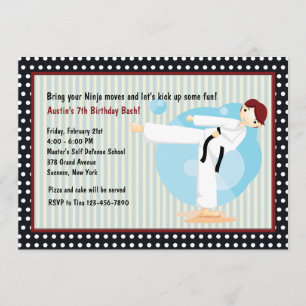 Convite de aniversário do pontapé do karaté