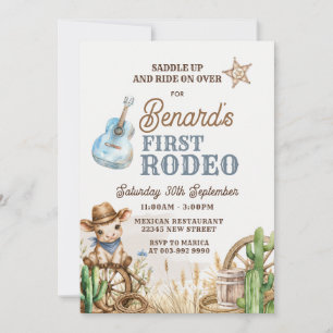 Convite de Aniversário do Primeiro Rodeio de Cowbo