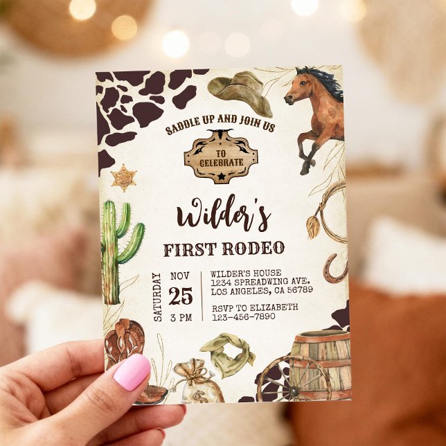 Convite de Aniversário do Primeiro Rodeio de Cowbo (Criador carregado)