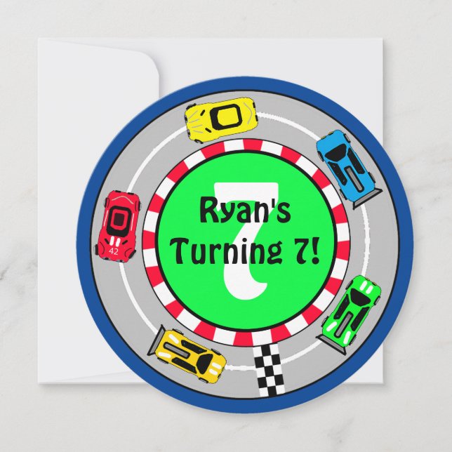 Convite de aniversário do Race Car Boy (Frente)