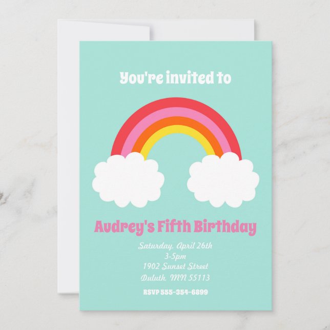 Convite de aniversário do Rainbow (Frente)