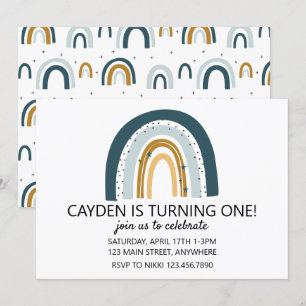 Convite de aniversário do Rainbow Blue e Brown