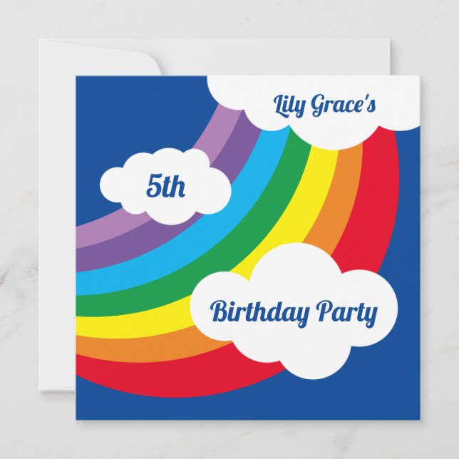 Convite de Aniversário do Rainbow Kid Personalizad (Frente)