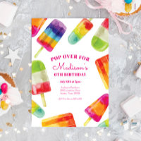 Convite de Aniversário do Rainbow Popsicle Summer