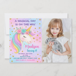 Convite de Aniversário do Rainbow Unicorn