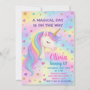 Convite de Aniversário do Rainbow Unicorn