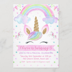Convite de Aniversário do Rainbow Unicorn