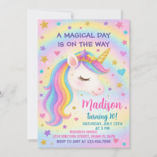 Convite de Aniversário do Rainbow Unicorn