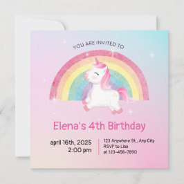 Convite de Aniversário do Rainbow Unicorn