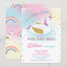 Convite de Aniversário do Rainbow Unicorn Party