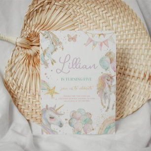Convite de Aniversário do Rainbow Unicorn Pastel