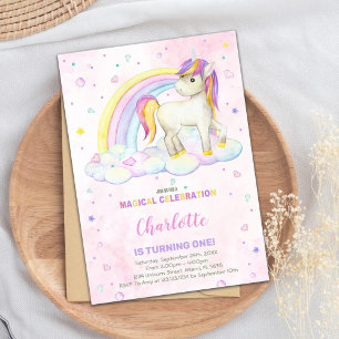 Convite de Aniversário do Rainbow Watercolor Unico