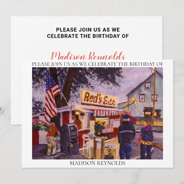 Convite de Aniversário do Red Come Lobster Shack (Frente/Verso)