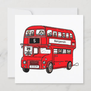 Convite de Aniversário do Red Double Decker London