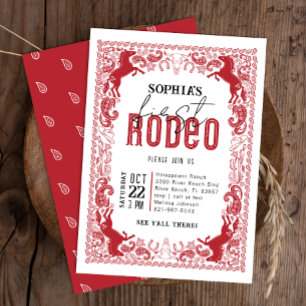 Convite de Aniversário do Red First Rodeo - Cowb O