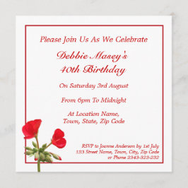 Convite de Aniversário do Red Geranium