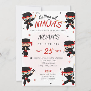 Convite de Aniversário do Red Ninja - Partido Kara
