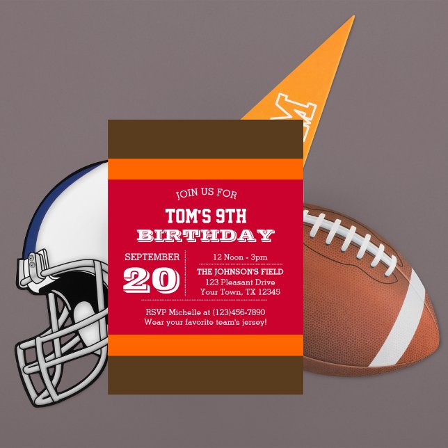 Convite de Aniversário do Red Pewter Orange Team (Criador carregado)