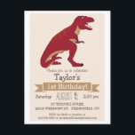 Convite de aniversário do Red T-Rex Dinossaur Kid<br><div class="desc">Red T-Rex, tyrannosaurus rex dino, dino pré-histórico neutro para dinossauros, convite de aniversário de menino ou menina. Personalize este bonitinho, retrô, sinta convite com o nome do seu filho. Bela, simples, design simples. Perfeito para o primeiro bebê, 1rua, aniversário, criança, crianças pequenas, ou crianças mais velhas. As cores incluem vermelho...</div>