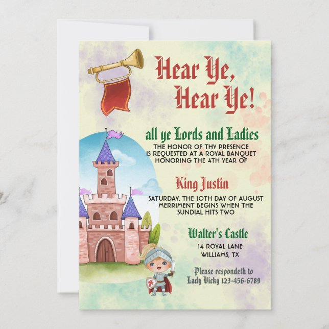 Convite de Aniversário do Rei Renascentista Mediev (Frente)