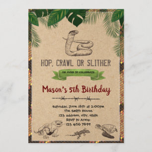 Convite de aniversário do réptil do vintage