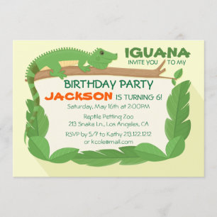 Convite de Aniversário do Réptil Iguana Lizard