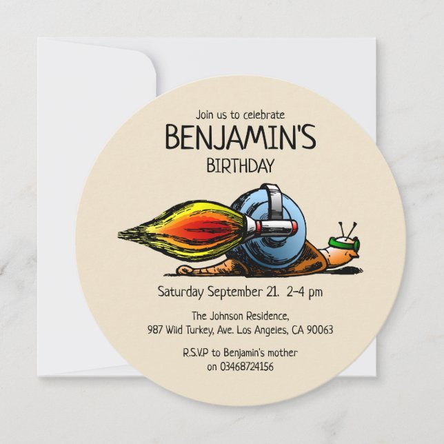 Convite de Aniversário do Rocket Snail (Frente)