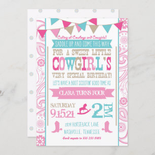 Convite de aniversário do rodeio da vaqueira do