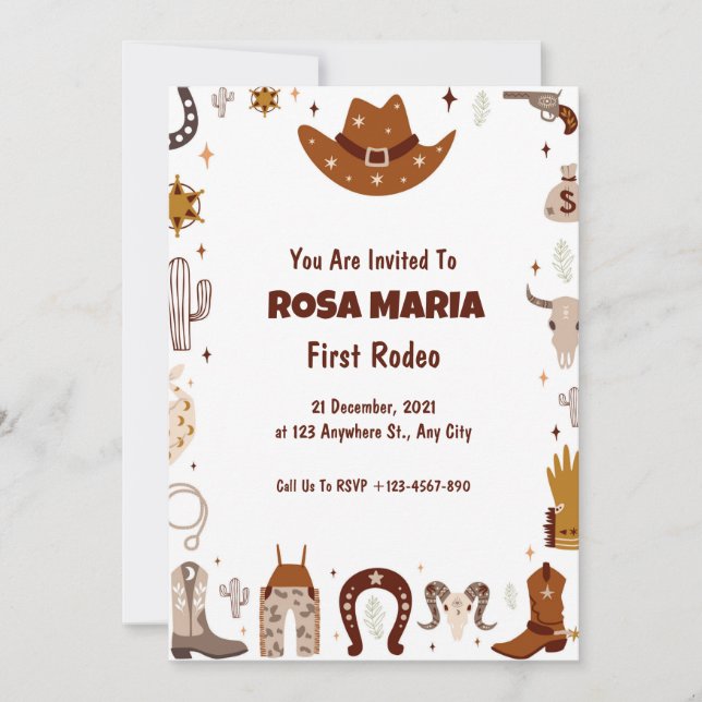 Convite de aniversário do Rodeo (Frente)