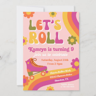 Convite de aniversário do Roller Skate   Skate ret