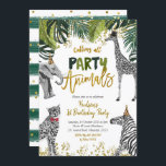 Convite de Aniversário do Safari Party Animal Kid<br><div class="desc">O Convite de Aniversário do Safari Party Animal Kid pode ser alterado em qualquer ocasião</div>