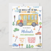 Convite de aniversário do School Bus.
