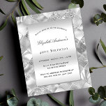 Convite de aniversário do Silver elegante orçament<br><div class="desc">Uma prata moderna verificou o padrão como fundo. Personalize e adicione um nome e detalhes da parte.</div>