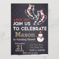 Convite de Aniversário do Skate de Gelo (vermelho)