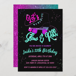 Convite de aniversário do Skate do cilindro brilho