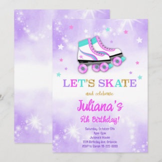Convite de Aniversário do Skate Roxo Roller