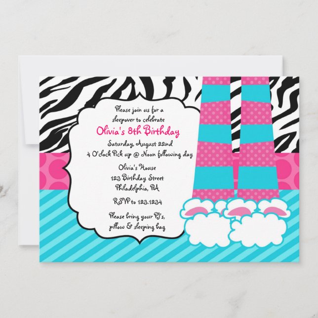 Convite de Aniversário do Sleepover (Frente)