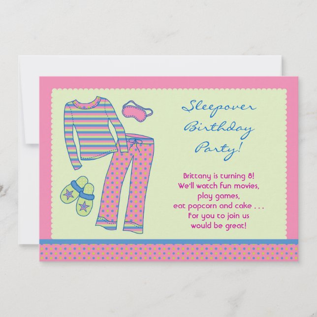 Convite de aniversário do Sleepover (Frente)