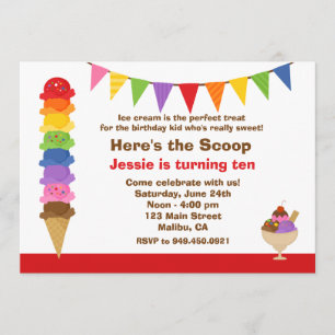 Convite de aniversário do sorvete