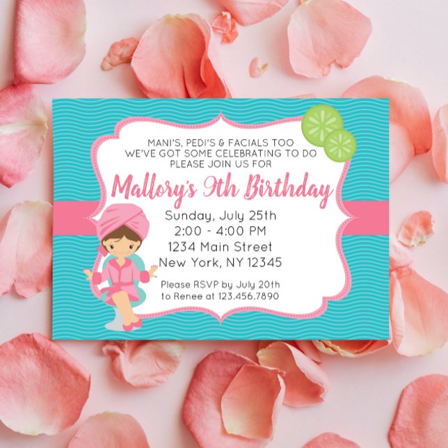 Convite De Aniversário Do Spa Rosa (Criador carregado)