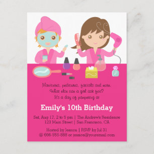 Convite de Aniversário do Spa Rosa Fofo