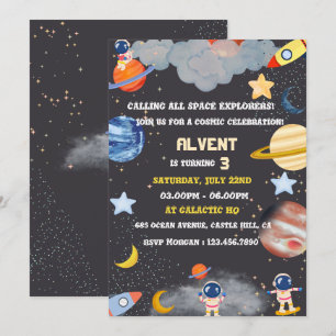 Convite de Aniversário do Space Explorers para Cri