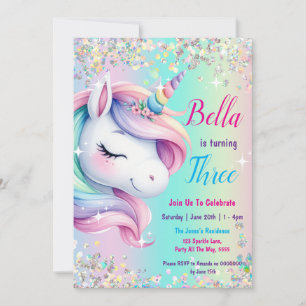 Convite de Aniversário do Sparkle Pastel Rainbow U