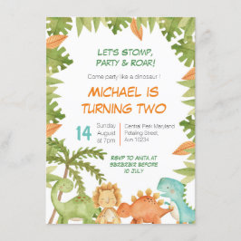 Convite de Aniversário do Stomp Chomp Roar Dino